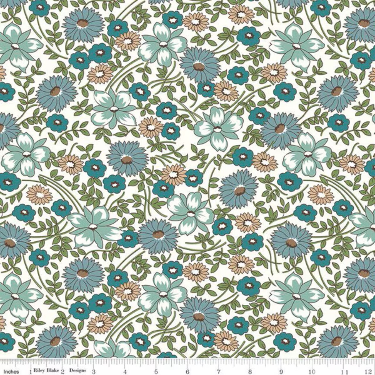 Fabric Riley Blake Teal Prairie Flower 108" Wide Back by the Quarter Yard WB12324-TEAL